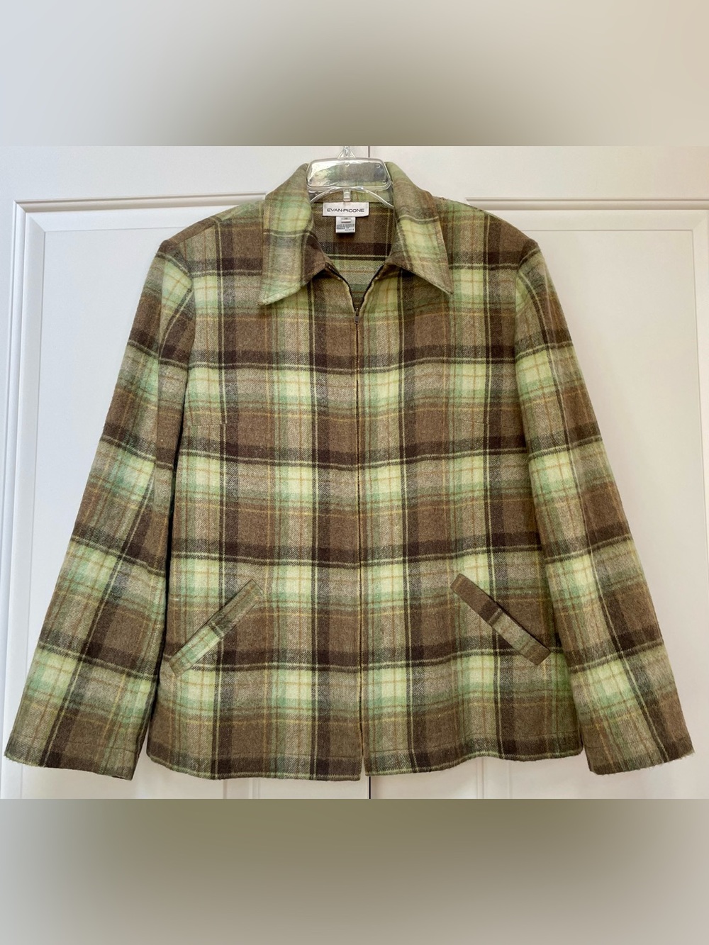 Evan-Picone Vintage Women’s Size 16 Wool Blend Lightweight Zip Up Pockets Jacket